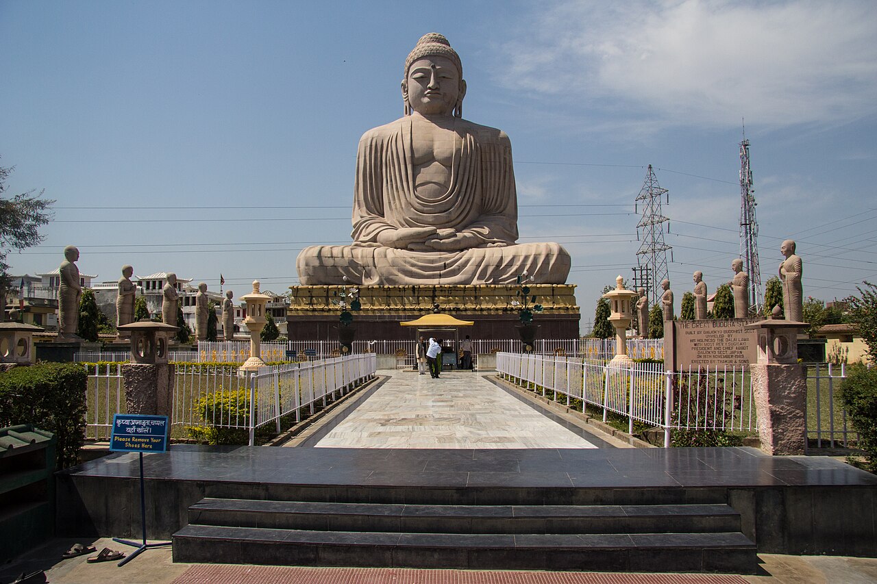 Great Buddha Statue in Bodh Gaya, 80-feet tall stone idol of Lord Buddha in meditation posture
