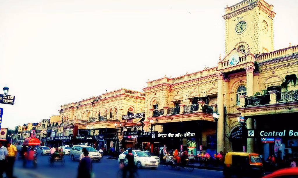 Hazratganj Market in Lucknow, popular shopping and cultural hub of the city