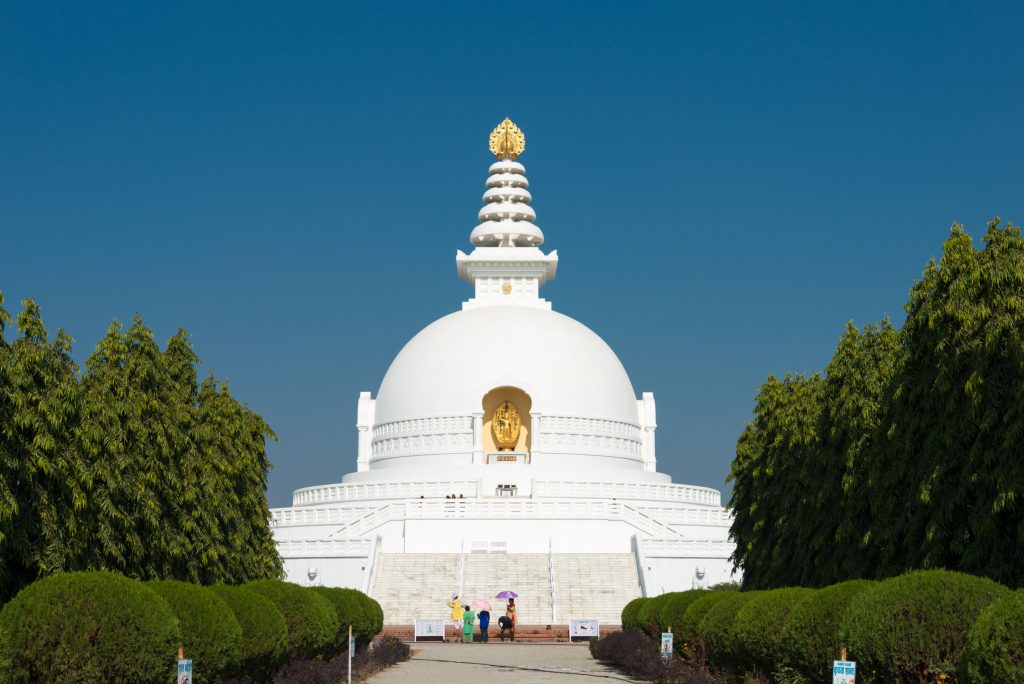 World Peace Pagoda in Lumbini – Majestic white stupa with panoramic views and peaceful surroundings