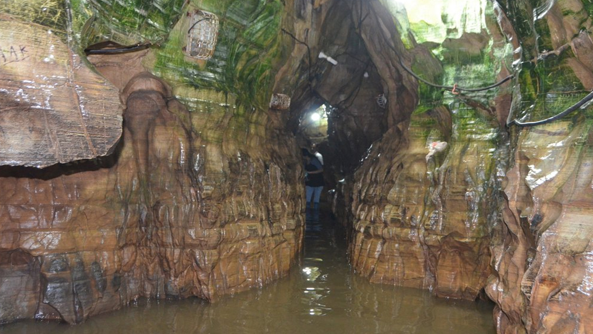 Gupt Godavari caves in Chitrakoot with flowing water inside the caves temle