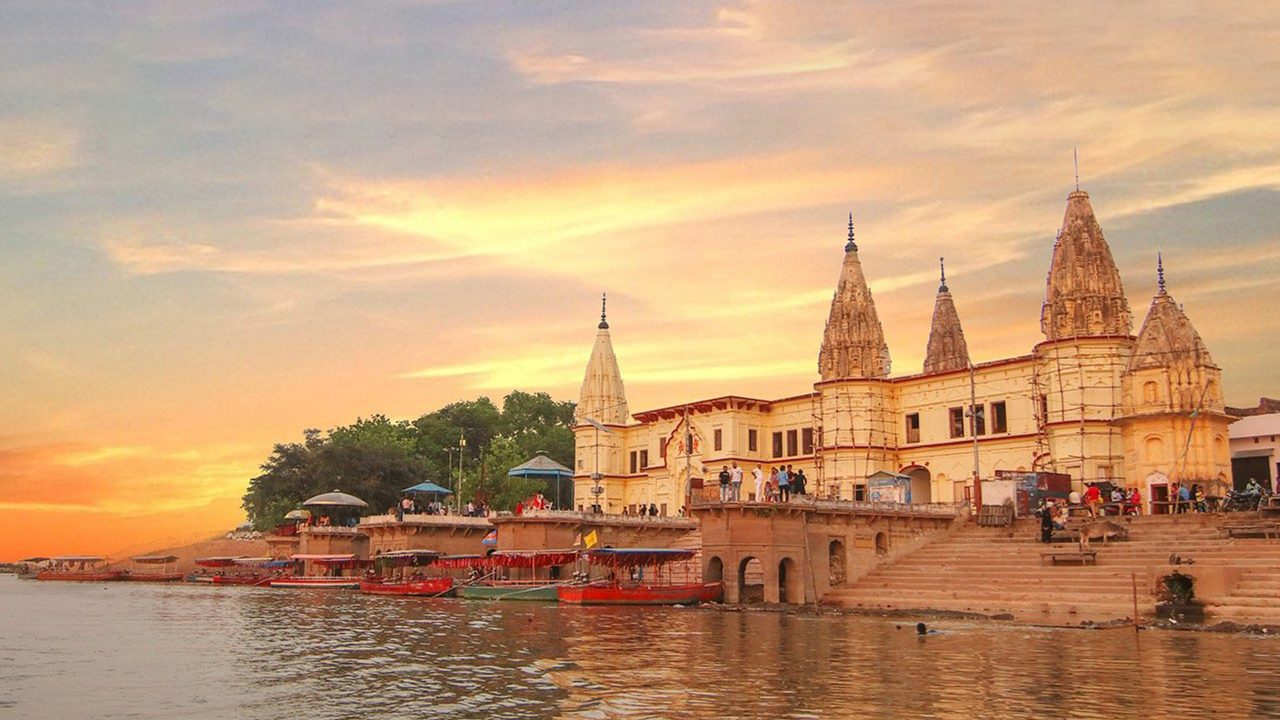 Guptar Ghat riverfront in Ayodhya, sacred site for holy dips