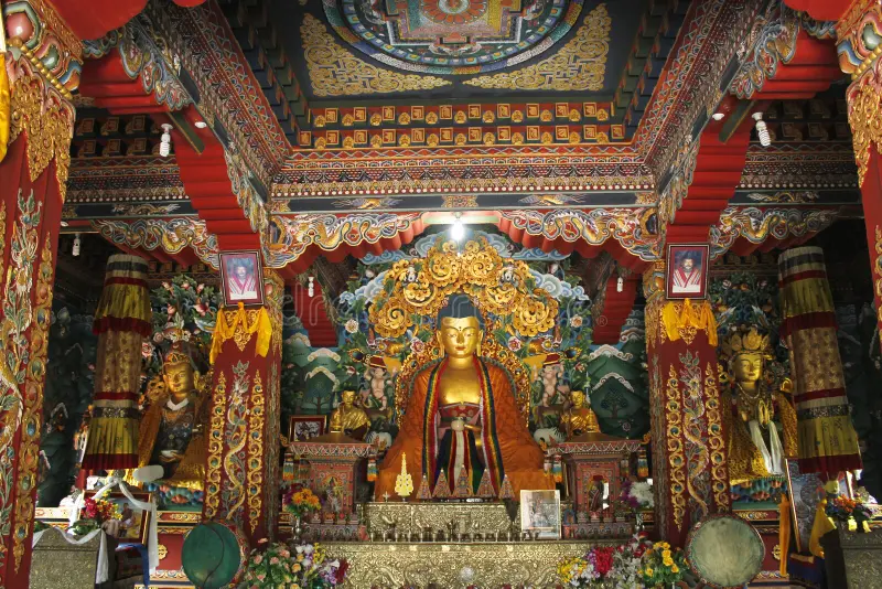 Royal Bhutan Monastery in Bodh Gaya, Buddhist temple with Bhutanese architecture